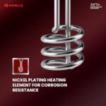 Havells Plastic Zeta 1000 Watt Immersion Heater | ISI Mark Heavy Duty 3 Pin Moulded Plug, Touch Protection Cover |Waterproof, Heating Indicator, Nickel Plating, Warranty: 2 Year Comprehensive| - Image 3