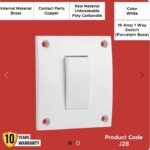 Non Modular 16 Amp 1 Way Switch(Porcelain Base) White Color