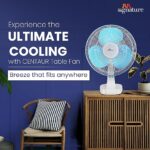 RR Signature Centaur 400 MM Table Fan For Home & Office|90 Degree Silent Oscillation | High Air Delivery | 3 Speed Setting | 2 Year Warranty 【White-Blue】 - Image 2