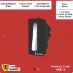 I-mec Slim Chrome 16 Amp 1 Way Switch Black Color