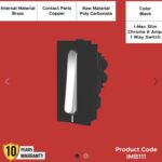 I-mec Slim Chrome 6 Amp 1 Way Switch Black Color