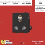 6/16 Amp Universal Socket With Shutter Black Color